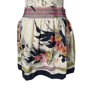 Kimchi & Blue Boho Silk Floral Mini Skirt Size Medium Smocked Waist
